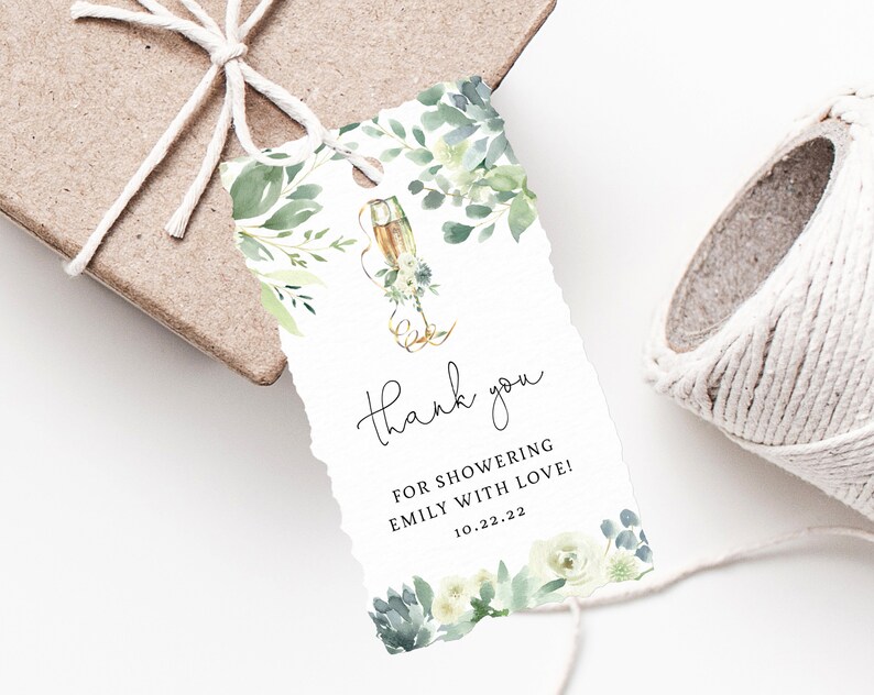 Brunch & Bubbly Favor Tag Template, Bridal Shower Thank You Tag ...