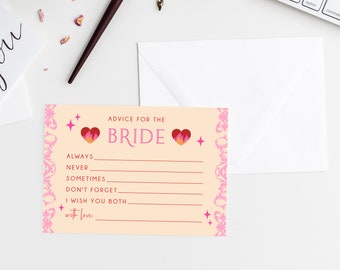 Printable Advice Card, Advice For The Bride, Bridal Shower Game, Advice and Well Wishes, Match Made In Heaven, Templett