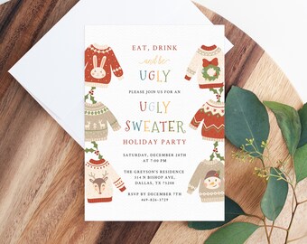 May include: Invitation to an Ugly Sweater Holiday Party on Saturday, December 28th at 7:00 PM. The party will be held at The Greyson's Residence, 314 N Bishop Ave, Dallas, TX 75208. RSVP by December 7th at 469-826-3729.