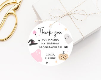 Halloween Party Favor Tag Template, Pastel Halloween Thank You Tag, Halloween Birthday Party Favor Tag, Gift Tag, Favor Label, Templett, B24