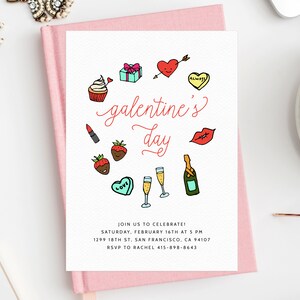 Galentines Tag einladen Vorlage, Printable Galentines Party Einladung, Freundinnen Valentinstag Party, Sofort Download, Templett