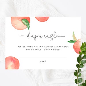 Peach Baby Shower Diaper Raffle Printable, Peach Themed Raffle Tickets, Peach Baby Shower Game, B15