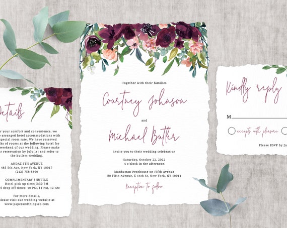 Wedding Invitation Template Printable Wedding Invitation - Etsy
