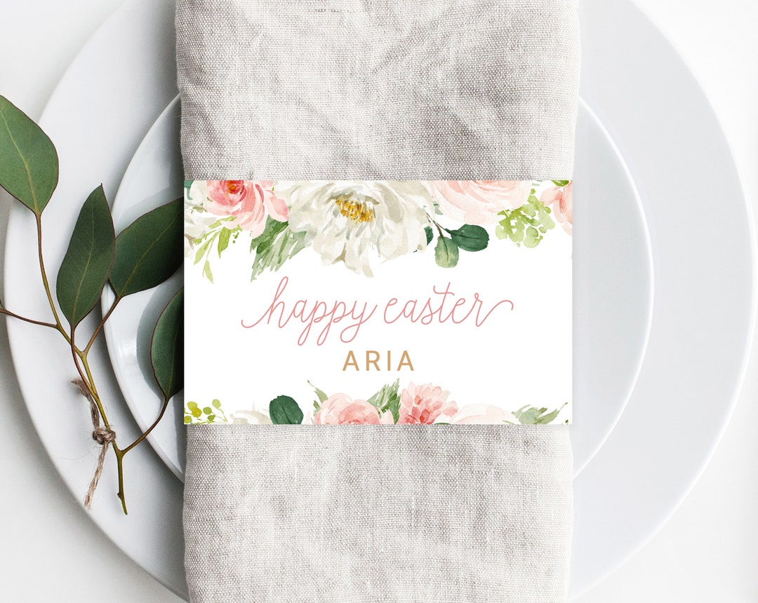 Easter Napkin Ring Template, Printable Easter Brunch Place Cards ...