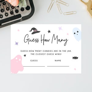 Pastel Halloween Baby Shower Guess How Many, Printable Halloween Baby Shower Games, Halloween Themed Game, Templett, B24