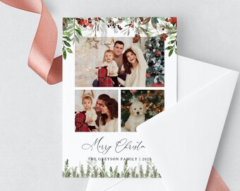 Christmas Photo Card Template, Holidays Card Template, Printable Christmas Card, Editable Template, Instant Download, Templett, W46
