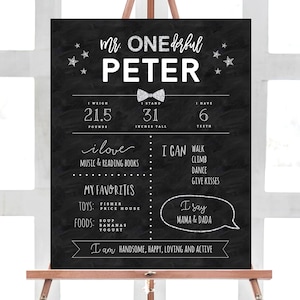 Mr. Onederful Chalkboard Poster Template, Onederful Chalkboard Sign Printable, One-derful Milestone Birthday Sign, Templett, B02B