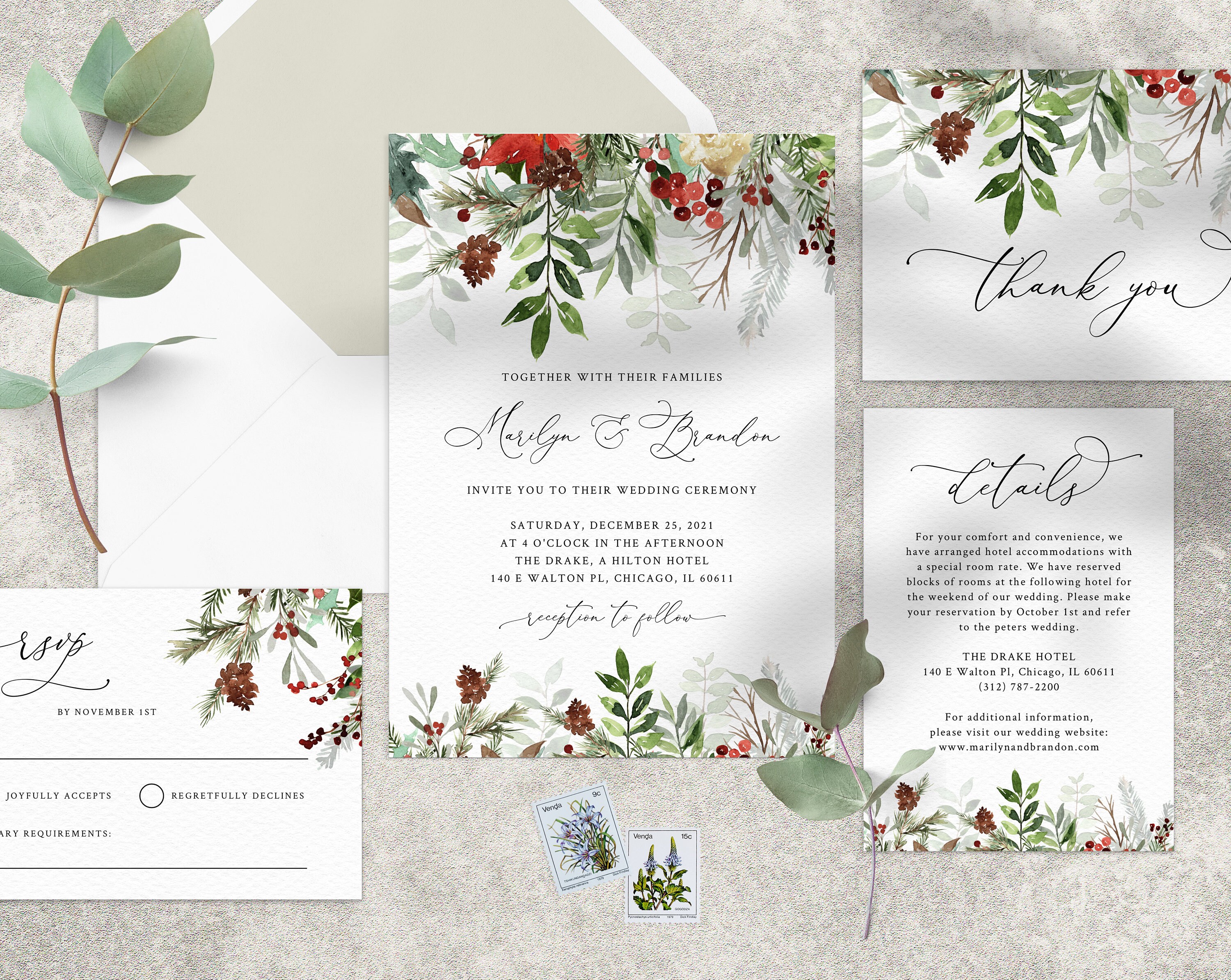 Winter Wedding Invitation Template Printable Wedding | Etsy