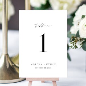 Wedding Table Numbers Template, Printable Minimalist Wedding Table Numbers, Simple Table Number Card Template, DIY, Templett, W52