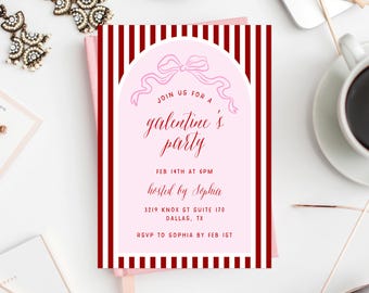 Galentine's Party Invite Template, Printable Galentines Day Invitation, Girls Night In Invitation, Instant Download,  Templett
