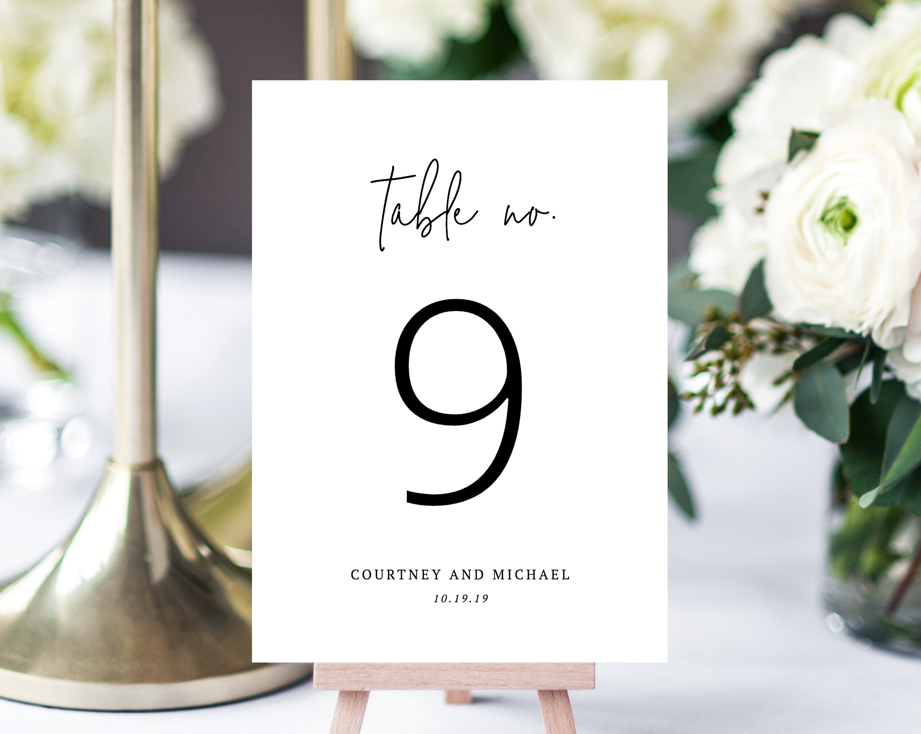 Wedding Table Numbers Template, Printable Wedding Table Numbers, Simple ...
