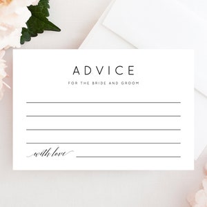 Printable Advice Card, Advice For The Newlyweds, Wishes for the Newlyweds, Advice and Well Wishes, Wedding Advice Cards, Templett, W02