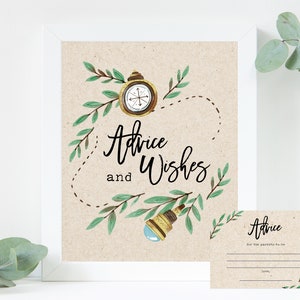 L'aventure vous attend conseils et souhaits pour baby shower, modèle de cartes de conseils sur le thème de l'aventure, panneau de baby shower sur le thème camping, Templett