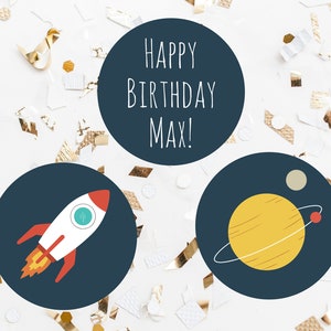 Space Birthday Cupcake Toppers Template, Astronaut Birthday Party Labels, Galaxy Birthday Party Cake Topper, Dessert Toppers, Templett