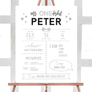 Mr. Onederful Chalkboard Poster Template, Onederful Chalkboard Sign Printable, One-derful Milestone Birthday Sign, Templett, B02B