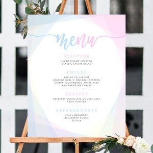 Gender Reveal Menu Template, Printable Gender Reveal Menu, Blue or Pink Gender Reveal Menu, Editable Menu Sign, Templett