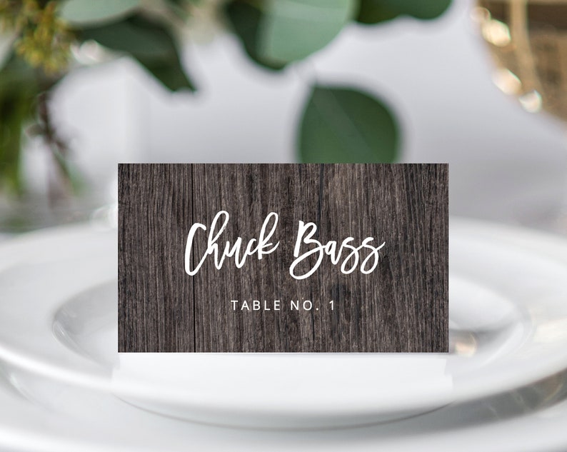 Wedding Table Cards DIY Instant Download Templett Wood Background Printable W01 INSTANT DOWNLOAD Wedding Place Cards Seating Card