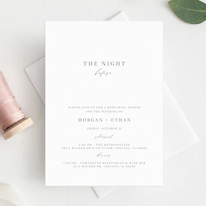 Rehearsal Dinner Invitation Template, Printable Wedding Rehearsal Invitation, Editable The Night Before Rehearsal Invite, Templett, W52