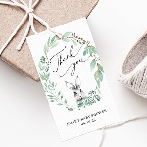 Bunny Favor Tag Template, Thank You Tag, Easter Baby Shower Favor Tag, Baby Shower Gift Tag, Favor Label, Favor Tag Printable, Templett, B39