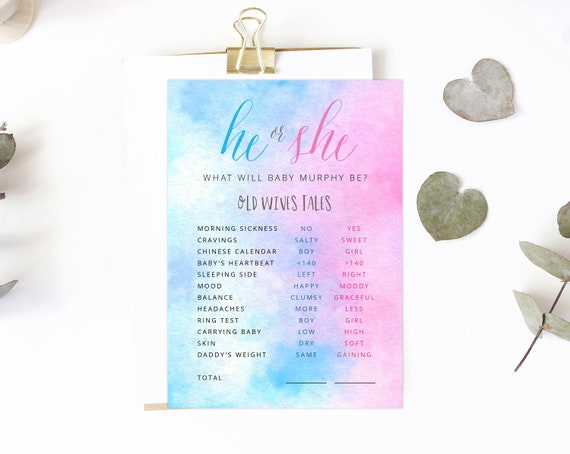 Old Wives Tales Template Printable Gender Reveal Old Wives | Etsy