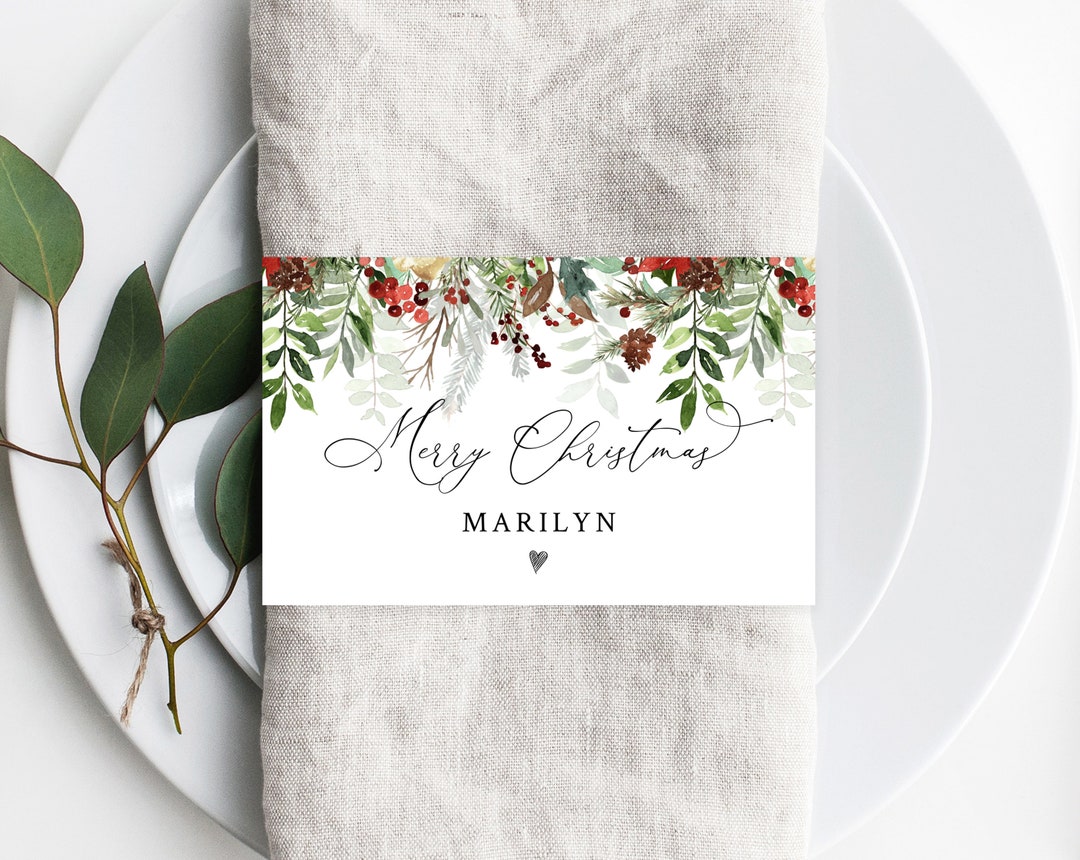 Christmas Napkin Ring Template Printable Christmas Place Cards Holiday Party Place Cards Christmas Napkin Ring Template Printable Christmas Place Cards Holiday Party Place Cards