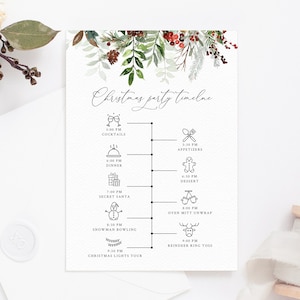 Christmas Party Itinerary Template, Christmas Party Timeline, Holidays Party Agenda, Christmas Itinerary Timeline Program, Templett, W46 image 1