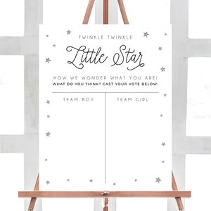 Little Star Gender Reveal Voting Sign Template, Twinkle Twinkle Little Star Voting Chart Printable, Silver Star Gender Reveal Game, Templett