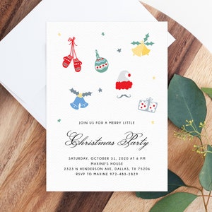 Christmas Party Invitation Template, Kids Christmas Party Invitation, Printable Holiday Party Invite, Winter Party, Templett