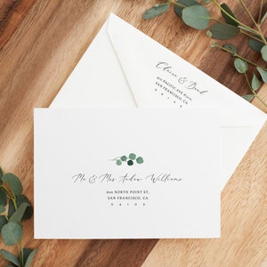 Eucalyptus Wedding Envelope Template, Printable Address Envelope, Greenery Wedding Address Envelope, Instant Download, Templett, W42