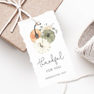 Printable Thanksgiving Favor Tag Template, Friendsgiving Favor Tag, Thanksgiving Gift Tag, Thankful For You Label, Favor Label, Templett