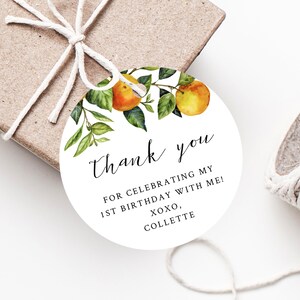 A Little Cutie Baby Shower Favor Tag Template, Printable Orange Thank You Tag, Clementine Favor Label, Mandrin Baby Shower, Templett