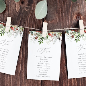 Bruiloft zitplaatsen grafiek sjabloon, winter zitplaatsen plan kaarten, kerst bruiloft tafelkaart, Instant Download, Templett, W46