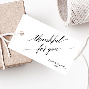 Printable Thanksgiving Favor Tag Template, Friendsgiving Favor Tag, Thanksgiving Gift Tag, Thankful For You Label, Favor Label, Templett