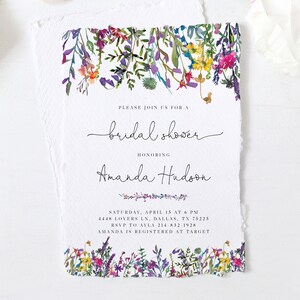 Colorful Spring Floral Bridal Shower Invitation Template, Printable Vibrant & Colorful Wild Flowers Bridal Shower Invitation, Templett, B16