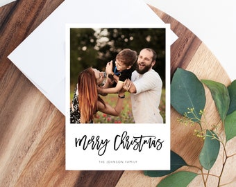 Plantilla de tarjeta fotográfica de Navidad, plantilla de tarjeta navideña, tarjeta de Navidad imprimible, plantilla editable, descarga instantánea, Templett