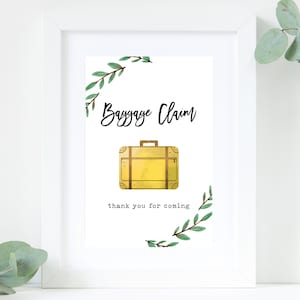 Baggage Claim Sign, Adventure Themed Sign Printable, Instant Download, Adventure Awaits Baby Shower Sign, Favor Sign, Thank You, Templett