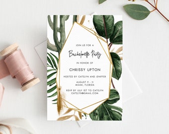 Tropical Bachelorette Invitation Template, Printable Bachelorette Party Invite, Bachelorette Itinerary, Editable Template, Templett, W44