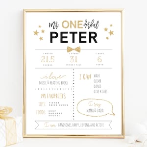Mr. Onederful Chalkboard Poster Template, Onederful Chalkboard Sign Printable, One-derful Milestone Birthday Sign, Templett, B02