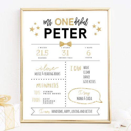 Mr. Onederful Chalkboard Poster Template Onederful Chalkboard | Etsy