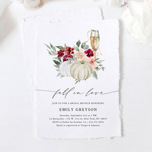 Burgundy Bridal Shower Invitation Template, Fall Bridal Shower Invite, Burgundy and Blush Fall Bridal Brunch Invitation, Templett, W45