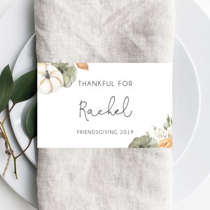 Thanksgiving Napkin Ring Template, Printable Thanksgiving Place Cards ...