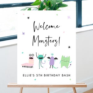 Monster Mash Birthday Welcome Sign Template, Printable Pastel Halloween Party Welcome Sign, Costume Party Welcome Sign, Templett, B25