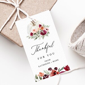 Printable Thanksgiving Favor Tag Template, Friendsgiving Favor Tag, Thanksgiving Gift Tag, Thankful For You Label, Favor Label, Templett