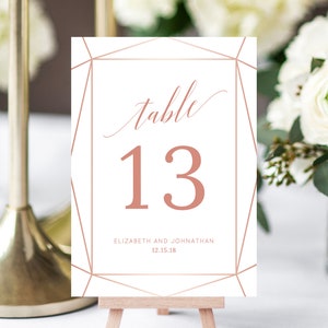 Wedding Table Numbers Template, Printable Wedding Table Numbers, Blush Table Number Card Template, DIY, Instant Download, Templett, W08