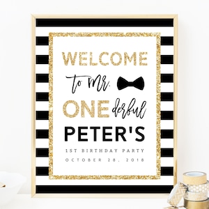Mr. Onederful Welcome Sign Template, Onederful Sign Printable, One-derful Birthday Party Welcome Sign, 1st Birthday Sign, Templett, B02