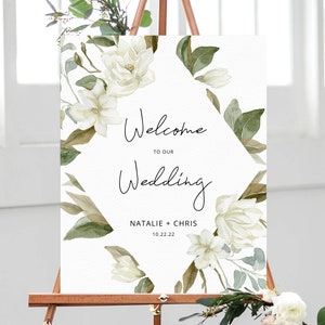 Magnolia Wedding Welcome Sign Template, Welcome to the Wedding Printable, Welcome to our Wedding Board, Instant Download, Templett, W35