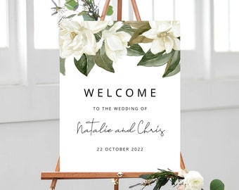 Magnolia Wedding Welcome Sign Template, Welcome to the Wedding Printable, Welcome to our Wedding Board, Instant Download, Templett, W35