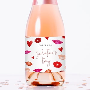 Galentines Mini-Champagne-Flaschenetikettenvorlage, druckbarer Mini-Champagne-Aufkleber zum Tag von Galentine, bearbeitbare Etikettenvorlage, Templett