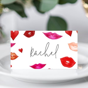 Tarjetas de lugar de fiesta de Galentine, Tarjetas de asientos para la cena de Galentine, Decoración de mesa de brunch de Galentine, Descarga instantánea, Templett