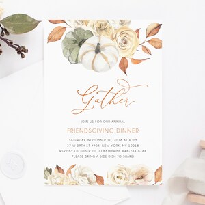 Thanksgiving Invitation Template, Printable Friendsgiving Potluck Invite, Editable Thanksgiving Invitation, Friendsgiving Dinner, Templett